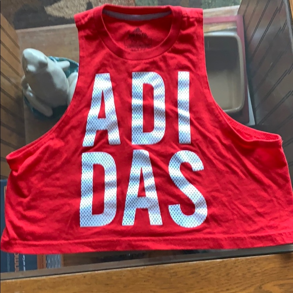 adidas red crop top tank